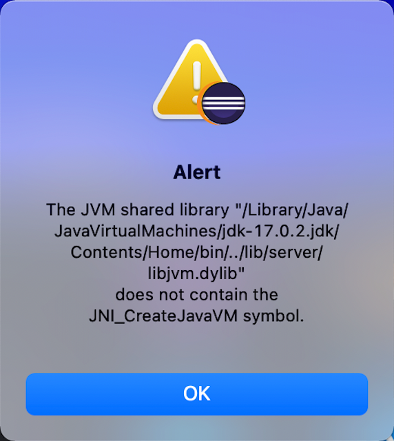 The JVM shared library does not contain the JNI_CreateJavaVM symbol.